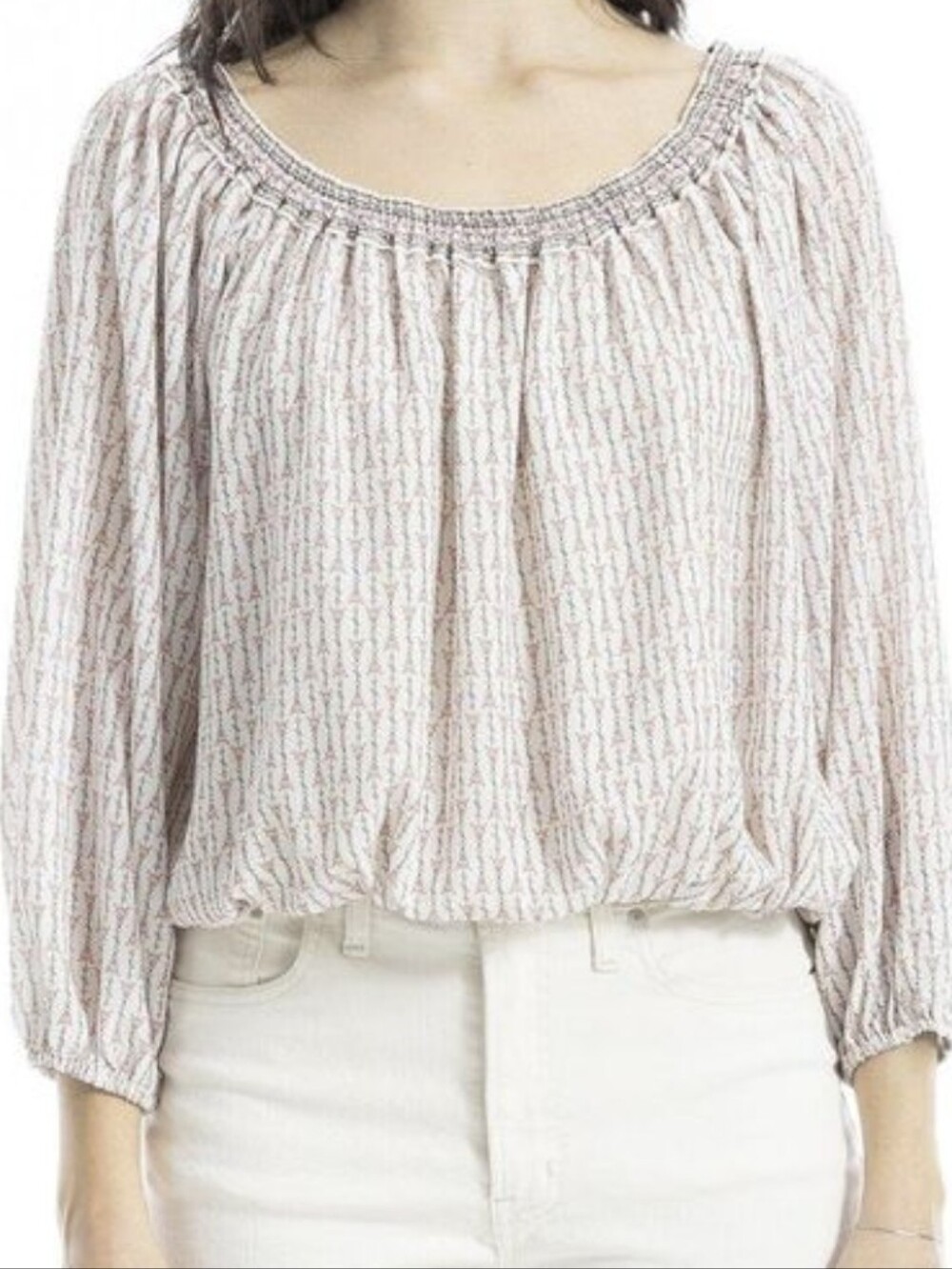 Max Studio Light Blush Patterned Peasant Top Sz.XL NWT